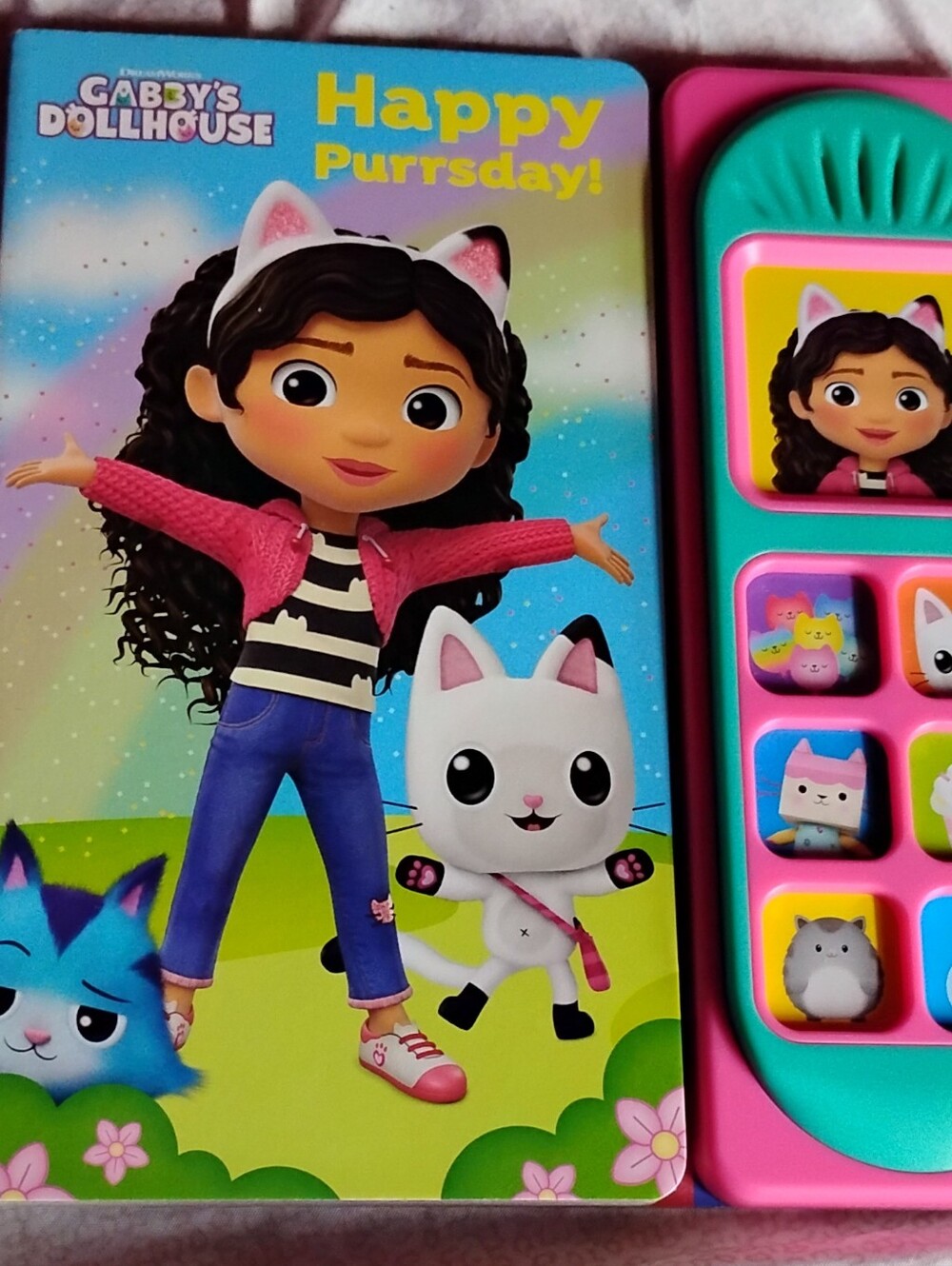 Happy Purrsday! Gabby's Dollhouse Sound Book Toy - Pink & Teal